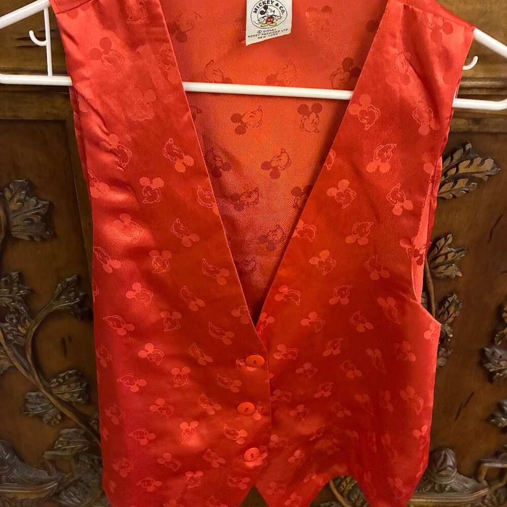90s Mickey Mouse Vest Size S/M Disney Retro Mickey & Co Vintage Red Satin